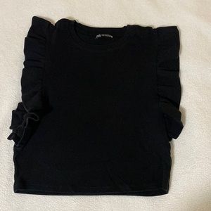 Zara Black Ruffle Sleeves Top